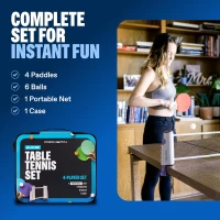 PRO-SPIN All-in-One Portable Ping Pong Set - Retractable 72"" Net for Any Table, 4 Paddles, 6 Balls and Carry Case - Family-Friendly Table Tennis Gift(m-3)