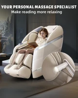 RelaxRelife 4D Full-Body Massage Chair with 166° Flexible SL Track, Reading Lamp, 18 Modes, 11 Techniques, 36 Airbags, Zero Gravity Recliner, Yoga Stretch & Foot Massage (Beige)(m-6)
