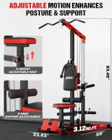 LS01 3-in-1 Lat Pulldown & Cable Row Tower with AB Crunch – Compact Pulley Station for Home Gym(m-6)