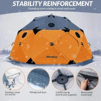 QualyQualy Pop-Up Insulated Ice Fishing Tent with Floor, 8–10 Person, 147 sq ft, Stove Jack(m-6)