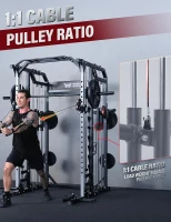 Major Fitness Drone2 Advanced Training Smith Machine — All-in-One Home Gym Squat Rack with Aluminum Pulley Set, Barbell, Dual Lat Pulldown & Cable Crossover for Full-Body Workouts(m-7)