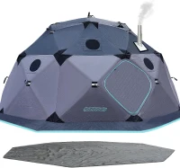 QualyQualy 8-10 Person Insulated Pop-Up Ice Fishing Tent with Floor - 147 sq ft Shelter with Stove Jack and Carry Bag(m-1)