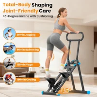 HXD-ERGO Folding Stair Stepper with 6 Resistance Levels and Adjustable Handrail, Compact Stair Climber for Home Fitness(m-3)