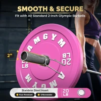 AMGYM Olympic 2-Inch Bumper Plate Set — Multi-Plate Package (10–45 lb Options), Rubber Weight Plates for Home Gym, Strength Training & Weightlifting(m-5)