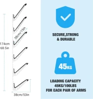 5-Board Surf/Wake/Snow Wall Mount Rack – Adjustable Wall Hangers for Board Storage and Display(m-2)