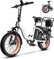 KEBIKO 1000W Peak Folding Electric Bike with 48V 20Ah Removable Battery, 30+ MPH, Up to 80 Mile Range, 20"" Fat Tire Foldable E-Bike for Adults - Commute/Beach/Snow(m-1)