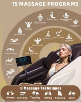 RelaxRelife Full-Body Zero Gravity Massage Chair – 4D Intelligent Shiatsu with Body Scan, SL-Track, Heated Back & Legs, AI Voice Control, Bluetooth Speaker, Airbags (Coffee)(m-3)