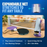 PRO-SPIN All-in-One Portable Ping Pong Set - Retractable 72"" Net for Any Table, 4 Paddles, 6 Balls and Carry Case - Family-Friendly Table Tennis Gift(m-4)