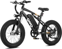 Qlife Racer Fat Tire 2.0 Electric Bike for Adults — Peak 1200W Brushless Motor, 28 MPH, 499Wh Removable Battery, 20"" x 4.0 Tires, 7-Speed Step-Over E-MTB(m-1)