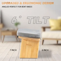 Large Bamboo Folding Meditation Bench with Cushion (Grey) – Upgraded Seiza Kneeling Stool, Ergonomic 6° Tilt with Magnetic Locking Hinges(m-5)