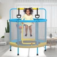 LANGXUN 60-inch Kids Trampoline (5 ft) 6-in-1 Indoor/Outdoor with Swing, Basketball Hoop, Dartboard & Rings — Birthday/Christmas Gift for Boys & Girls(m-5)