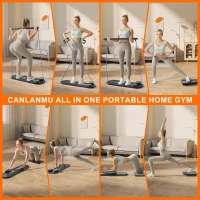 Multifunctional Foldable Pilates Board Reformer — Portable Ab & Core Trainer with Resistance Bands, Push-Up Handles, Balance Platform and Timer, Up to 330 lb Capacity(m-2)