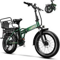 KEBIKO 1000W Peak Folding Electric Bike with Removable 48V 20Ah Battery, 30+ MPH, 80-Mile Max Range, 20"" Fat Tire Foldable E-Bike for Adults(m-1)