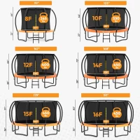 JUMPZYLLA Recreational Trampoline with Safety Net & Ladder, 8FT to 16FT, ASTM Approved, Rust-Resistant Frame(m-8)