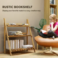 Outsunny Outdoor Plant Stand, Foldable 3-Tier Wooden Plant Shelf(m-9)