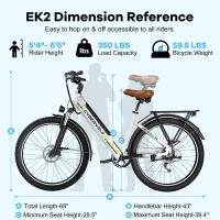 1000W Peak Adult Electric Bike with Removable Battery, 26"" Wheels, 7-Speed — Commuter/All-Terrain E-Bike(m-6)