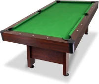 GoSports 7 ft Wood-Finish Pool Table — Rustic Brown Frame with Green Felt (7 x 4 ft)(m-1)