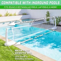 GoSports Splash Net PRO Pool Volleyball Set - Adjustable Water Volleyball Net with 2 Water Balls and Pump, Fits Most Inground Pools(m-4)