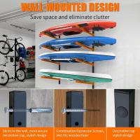 Wall-Mount Kayak Storage Rack - Heavy-Duty Adjustable Steel Spacesaver for Garage, Indoor & Outdoor(m-3)