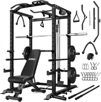 GOIMU C1-V4 Power Cage — 2000 lb Capacity Squat Rack with Lat Pulldown, Multi-Function Strength Cage with Multiple Attachments for Home/Garage(m-1)