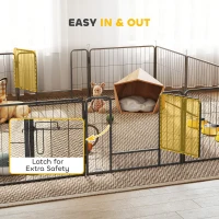 PawHut Dog Playpen, 31.5"W Heavy-Duty Metal Puppy Play Pen, Pet Exercise Fences for Outside and Indoor, DIY Design with Door for Small Dogs, 12 Panels, 23.5"H(m-5)