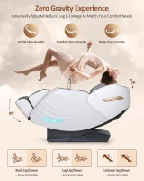 RELX 2026 Full-Body Massage Chair — 20-Mode Zero-Gravity SL-Track Shiatsu Recliner with Built-in Heat, Airbag Massage, Body Scan, Deep Yoga Stretch, Calfrest Extension & AI Control (White)(m-6)