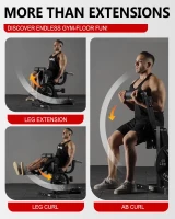 GMWD LE02 Plate-Loaded Leg Extension & Curl Machine, Adjustable Lower-Body Exercise Bench with Rotary Leg Attachment, Home Gym Thigh Trainer (Black)(m-6)