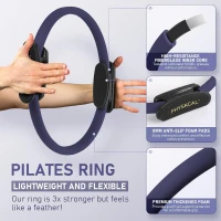 15-Inch Pilates Circle Set with Core Ball, 3 Resistant Loops & 2 Flex Bands — Compact Home Pilates Kit(m-2)