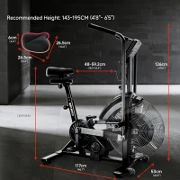 Air Bike with Magnetic & Air Resistance, Dual-Action Fan Bike with APP Connectivity, Dual-Action Handlebars and 350 lb Capacity(m-7)