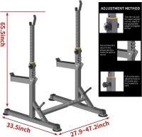 Adjustable Squat Rack — Multi-Function Barbell Rack for Home Gym, Portable Bench Press, 690 lb Capacity, 13-Height & 6-Width Positions(m-4)