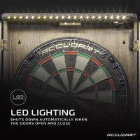 Accudart Match Pro Official 18"" Self-Healing Sisal Dartboard Cabinet Set with LED Lighting(m-3)