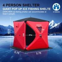 DARCHEN Insulated 3-Layer Pop-Up Ice Fishing Shanty for 3–4 People — Thermal Tent with Insulation Layer(m-4)