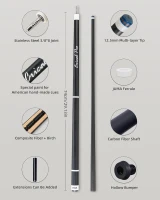 CRICAL 58-inch Carbon Fiber Pool Cue Set – CL-Pro1 Complete Kit with Matte Finish, 3/8×8 Joint and 12.5mm Tip(m-4)