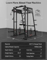 Mikolo M4 2.0 Smith Machine & Power Rack Combo with LAT Pull-Down, Dual Cable Crossover and 2200 lb Capacity(m-8)
