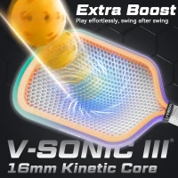 Pickleball Paddle for Advanced Players | Titanium-Carbon Hybrid Face | V-SONIC IV 16mm Core | Mid-Weight, Extended Grip | Large Sweet Spot | USAPA Approved(m-3)