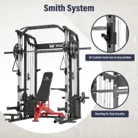 Major Fitness Drone2 Advanced Training Smith Machine – All-in-One Home Gym Rack with Aluminum Pulley Set, Dual LAT Pull-Downs, Cable Crossover & Weight Bar for Complete Body Workouts(m-2)