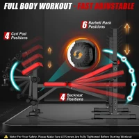 OPPSDECOR 6-in-1 Adjustable Weight Bench with Leg Extension/Curl & Preacher Pad (660 lb)(m-3)