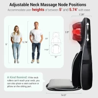 Mynt 2D & 3D Shiatsu Neck and Back Massager Chair Pad with 10 Deep Kneading Nodes, Heat, Portable Spot Massage, Black(m-4)
