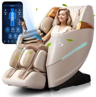 4D Full-Body Massage Chair - 55"" S+L Track Zero Gravity Recliner | 20 Auto Modes, 11 Techniques, 40-Airbag System | Yoga Stretch, App Control (Beige)(m-1)