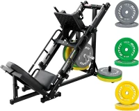 RitFit Adjustable Leg Press & Hack Squat Trainer with Included Weight Plates — Linear Bearing Home Gym Equipment for Total Lower-Body Development with Weight Storage(m-9)