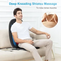 COMFIER Heated Shiatsu Back Massager Pad, Deep Tissue Kneading Seat Cushion with Adjustable Zones, Heat & Vibration for Home or Office – Gift(m-3)
