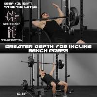 GOIMU S1-V4 Smith Machine Power Cage — 2000 lb Capacity All-in-One Squat Rack with Cable Crossover System and Multiple Attachments(m-2)