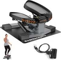 Sportsroyals Mini Twist Stepper with Resistance Bands – Compact Home Step Machine for Full-Body Workouts, Quiet Hydraulic, 350+ lb Capacity(m-1)
