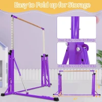 Adjustable Gymnastics Bar for Kids 5FT/6FT - Ages 5-20, Height 35.4""–59"" / 45""–71"", 500 lb Capacity, Home Training Equipment(m-3)