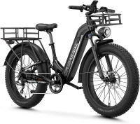 Aipas M1 Pro Fat-Tire Electric Bike – 1800W Peak Motor, 110Nm Torque, 48V 17.5Ah Removable Battery, Dual Suspension, 26 x 4.0"" Tires, 36 MPH, 7-Speed, 85 Mile Range(m-1)