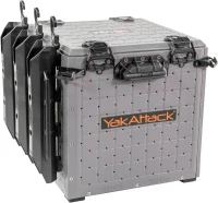 YakAttack BlackPak Pro 13in x 13in Kayak Fishing Crate – Battleship Grey, 3 TetherTube Rod Holders | Compact Lightweight Durable Customizable(m-1)