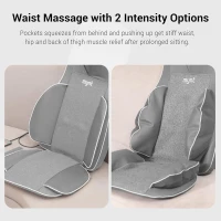 Mynt 2D & 3D Shiatsu Neck and Back Massager Pad — 10 Deep Kneading Nodes, Adjustable Height, Heat, Spot & Demo Modes — Portable Gray Chair Massage Cushion(m-7)