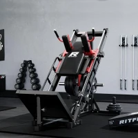 RitFit Two-in-One Leg Press & Hack Squat Machine – Professional Adjustable Home Gym Sled with Linear Bearings, Weight Storage Posts, Red(m-8)