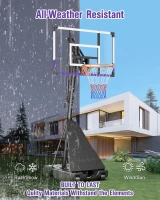 TONBUX Portable Basketball Hoop Outdoor 44/48"" Shatterproof PC Backboard, Stepless 5.25–10 ft Height Adjustment, Wheeled Base for Backyard & Driveway(m-8)