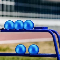 2-Piece Cast Iron Shot Put Set – 6 lb (2.7 kg) Blue Painted Outdoor Shotput Balls, ~3.7 in Diameter for School Training and Practice(m-6)